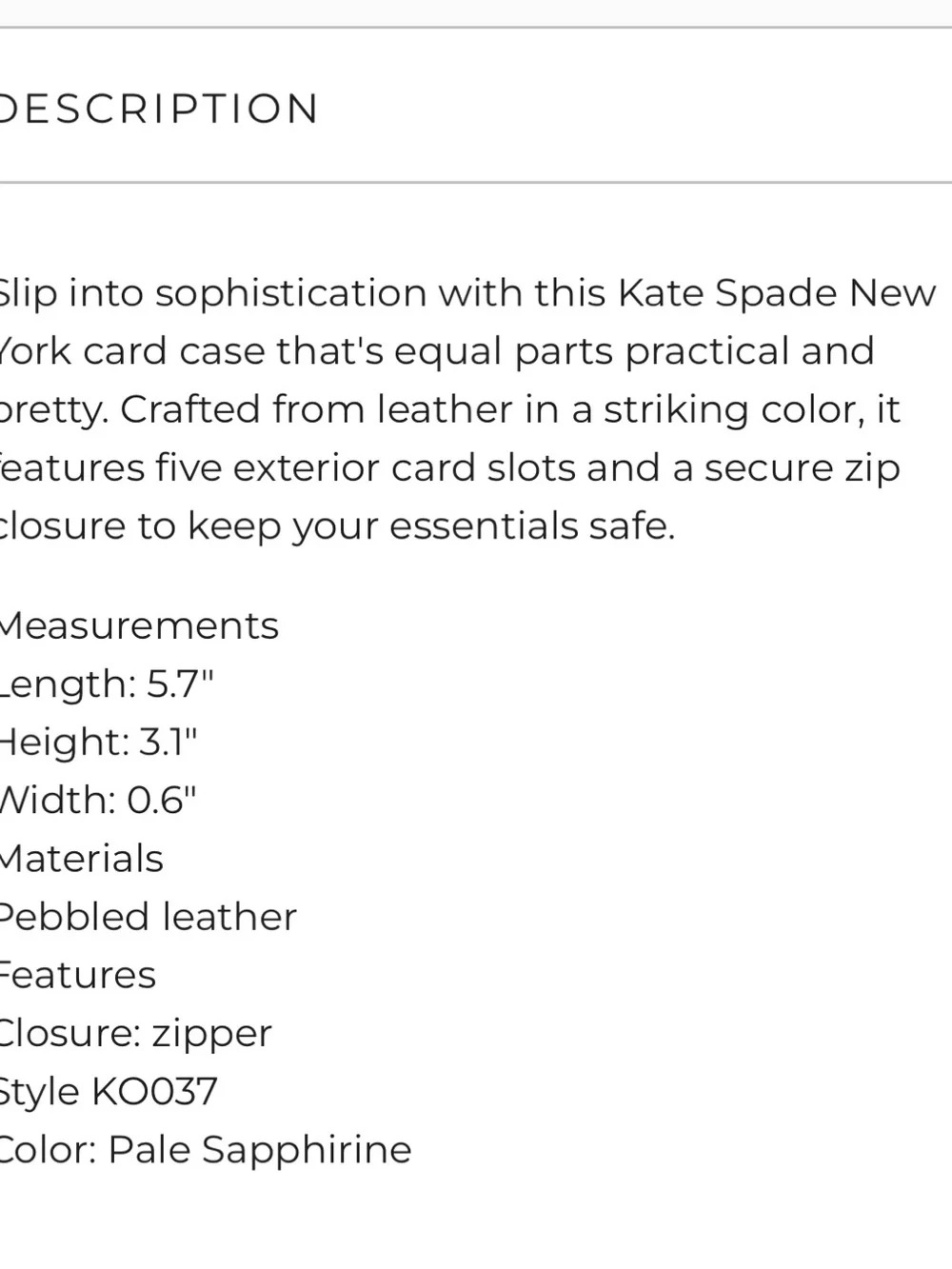 Kate Spade Pebbled Leather Card Case